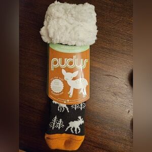 Pudus Women's Cozy Slipper Socks - Black and White